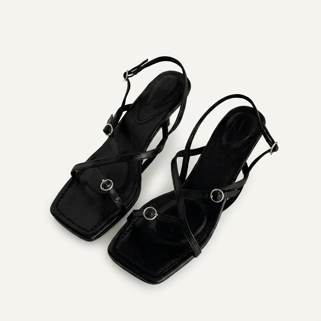 @세일 9533 버클 7cm 끈 샌들 235 블랙-새상품 1