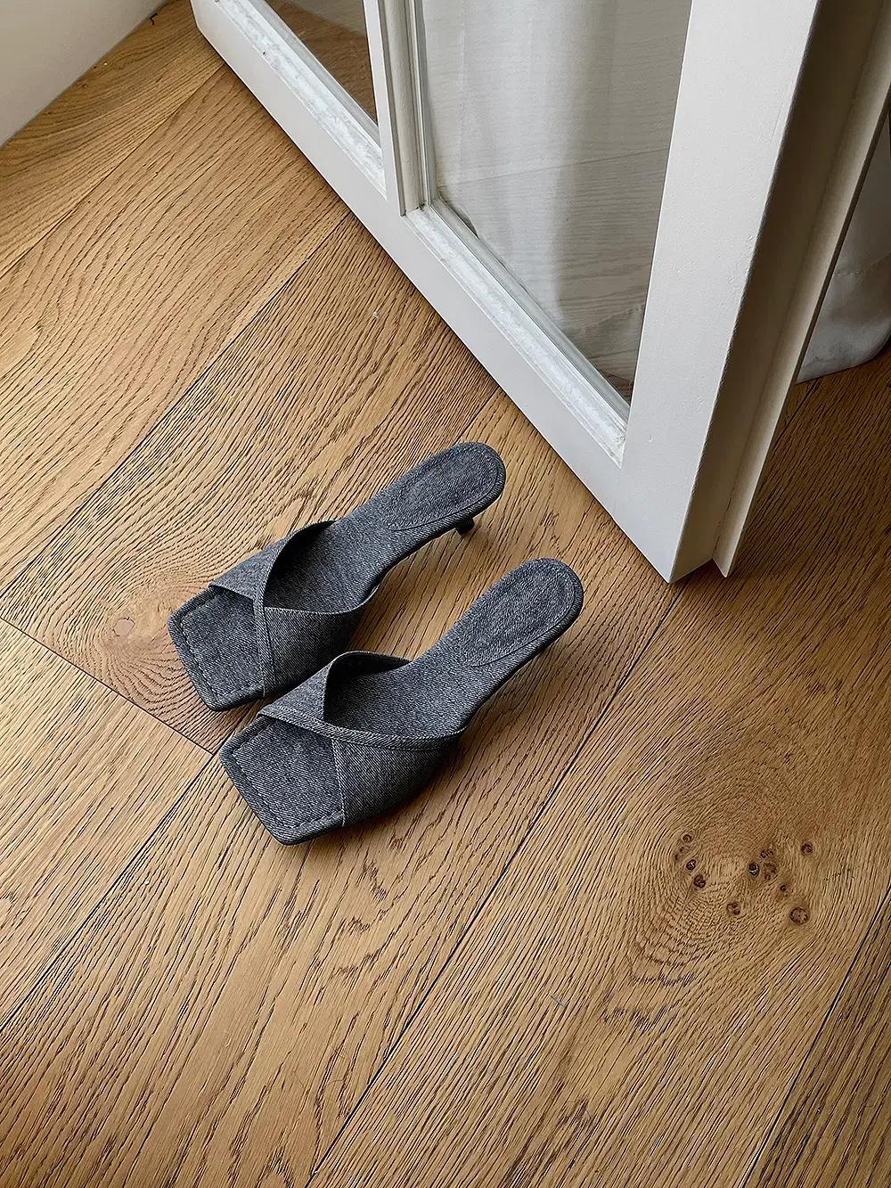 @세일 9427 스퀘어 샌들 5.5cm 뮬 235 블랙-새상품 2