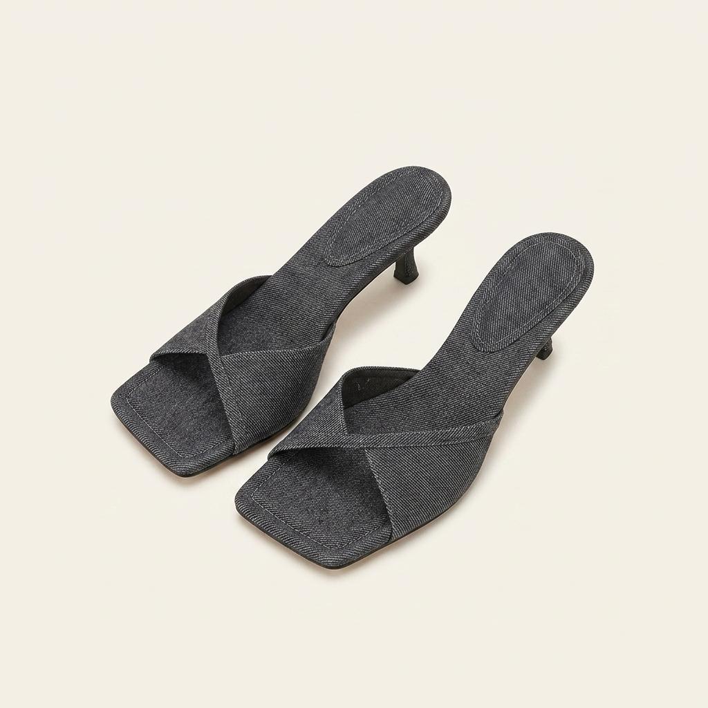@세일 9427 스퀘어 샌들 5.5cm 뮬 225 블랙-새상품 1