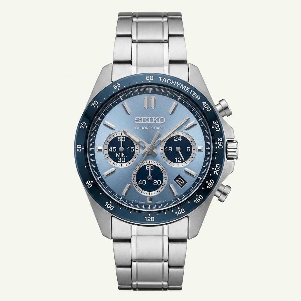 세이코 스피릿 SBTR027 42mm 크로노그래프 메탈 시계 블루 1