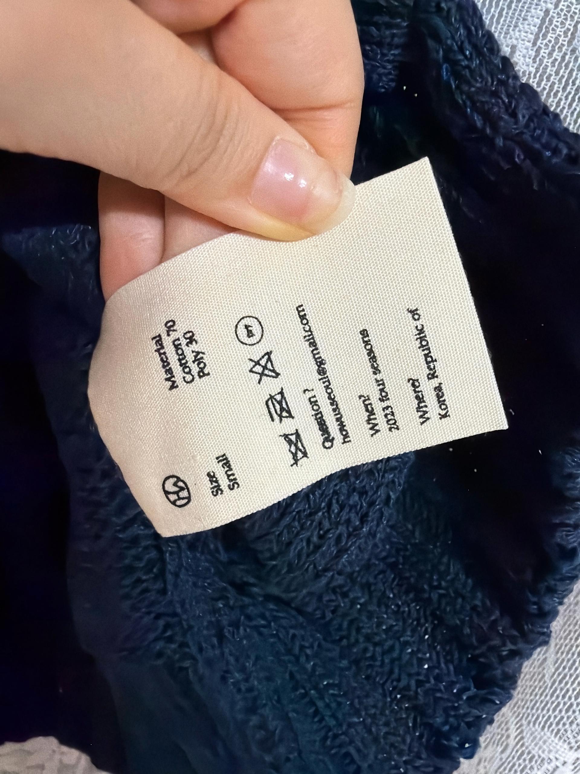호와스 반팔 집업 니트 가디건 네이비 6