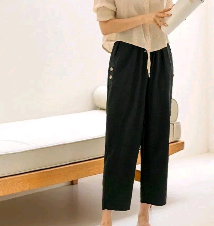 P29단추포인트 밴딩 와이드 팬츠  6