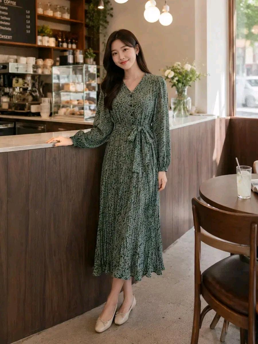 L334 반에이크 플라워 패턴 롱 원피스 2