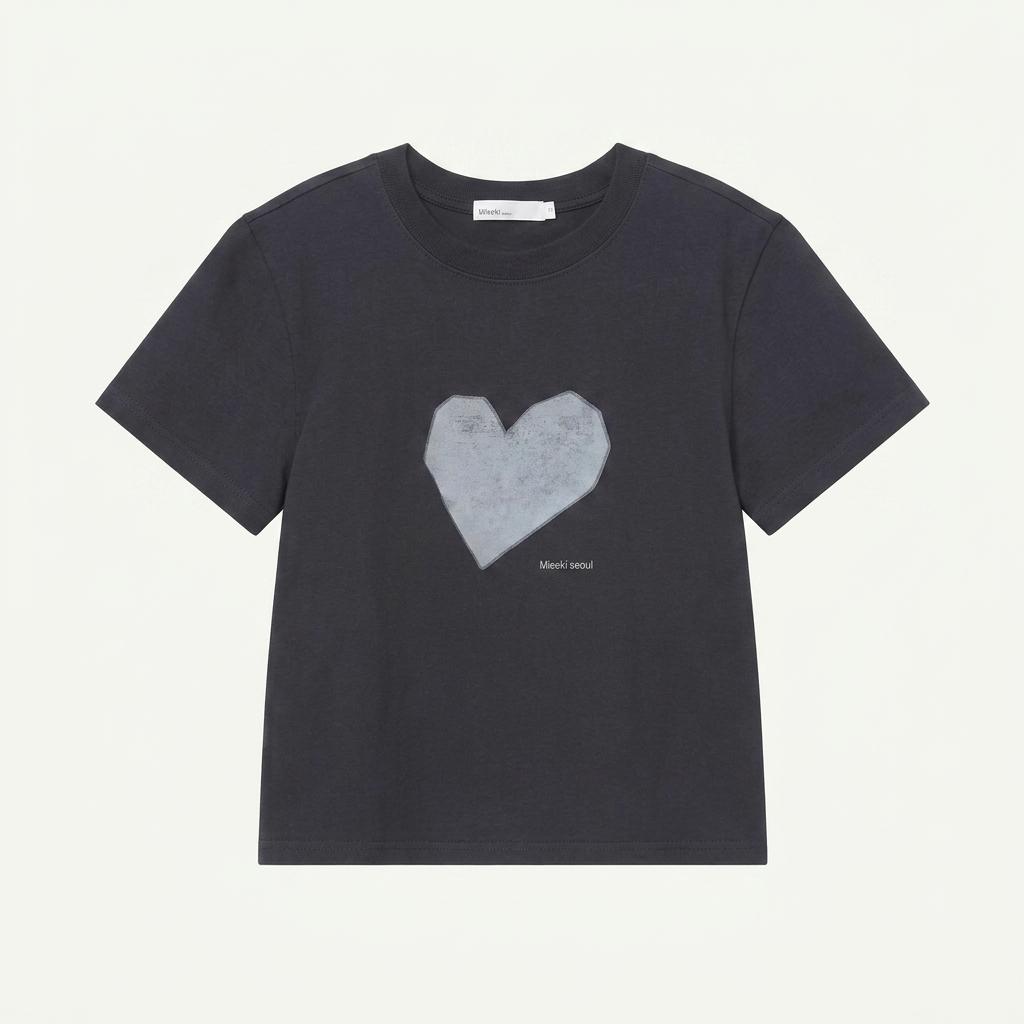 미세키서울 Hearts short sleeves 하트 프린트 반팔 티셔츠 차콜 1