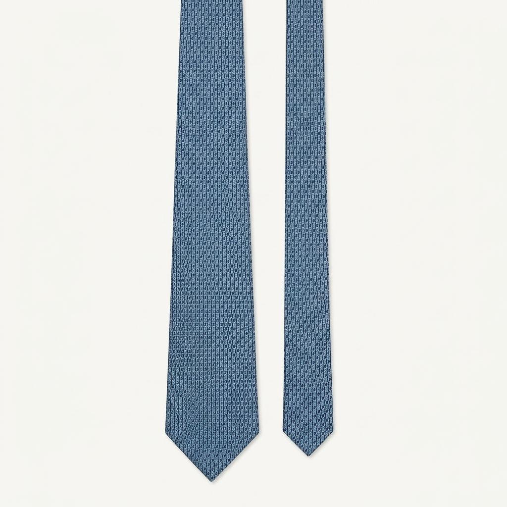 FENDI 펜디 실크 블루 전체 패턴 넥타이 8cm A등급 e1505 1