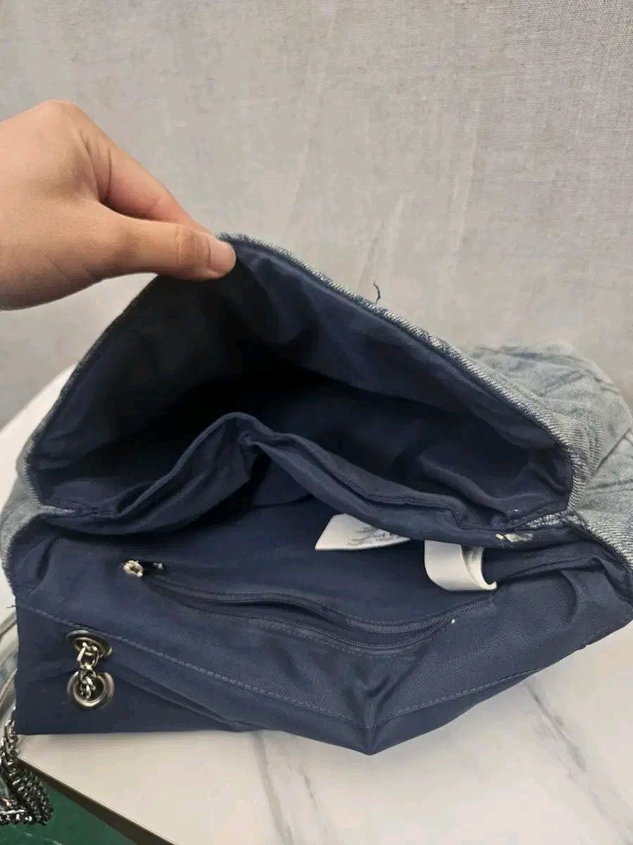 Stradivarius 퀼팅 데님 숄더백 (27 5