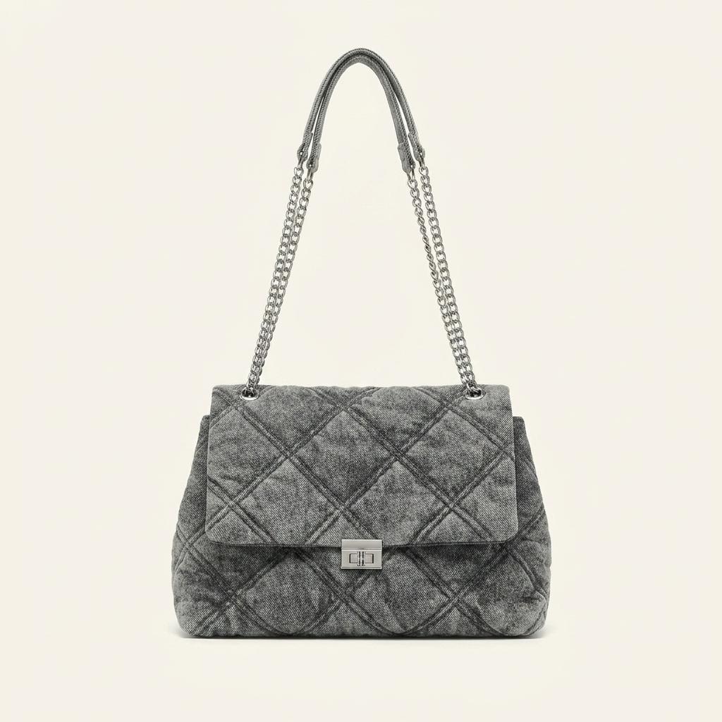Stradivarius 퀼팅 데님 숄더백 (27 1