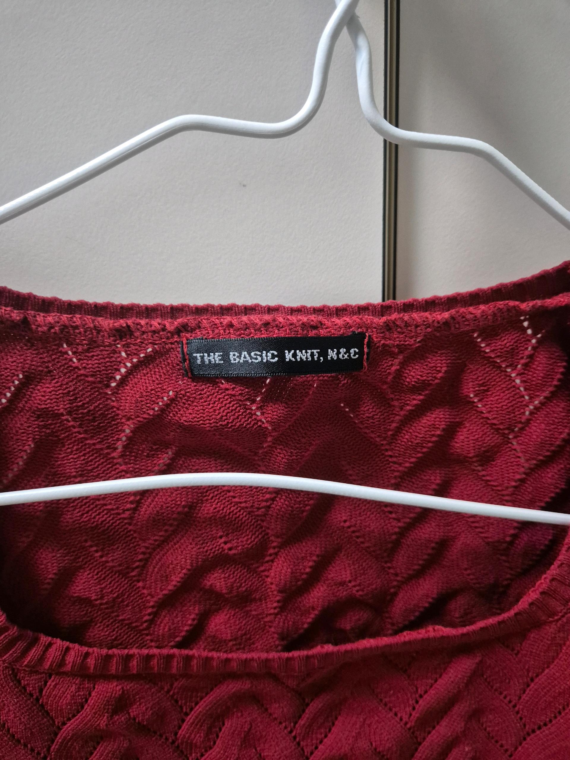 THE BASIC KNIT 스퀘어넥 꽈배기 반팔 니트 레드 4