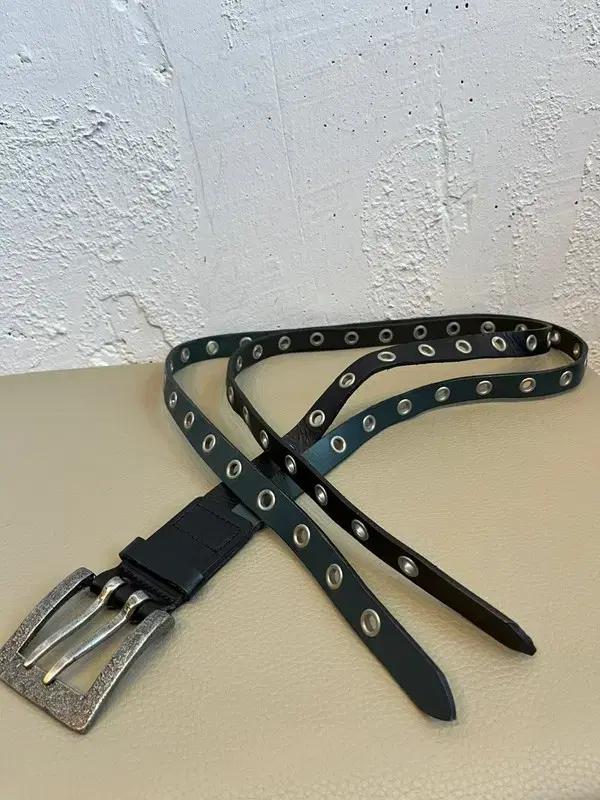 빈티지 레더 더블 아일렛 벨트 2