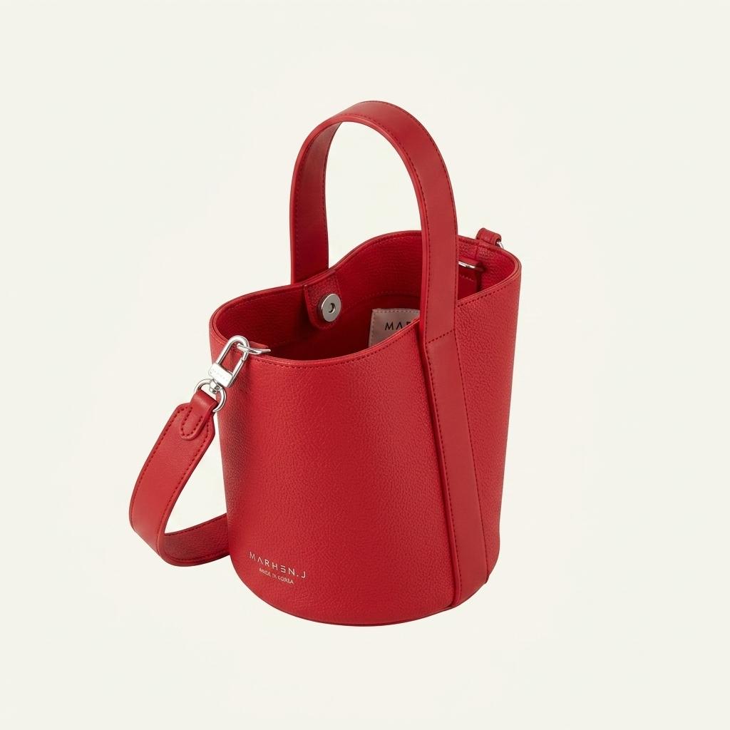 마르헨제이 제니 백 레드 비건 레더 토트 숄더백