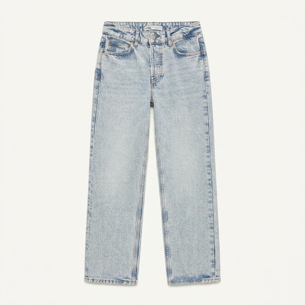ZARA 아이스워싱 와이드 데님 팬츠
