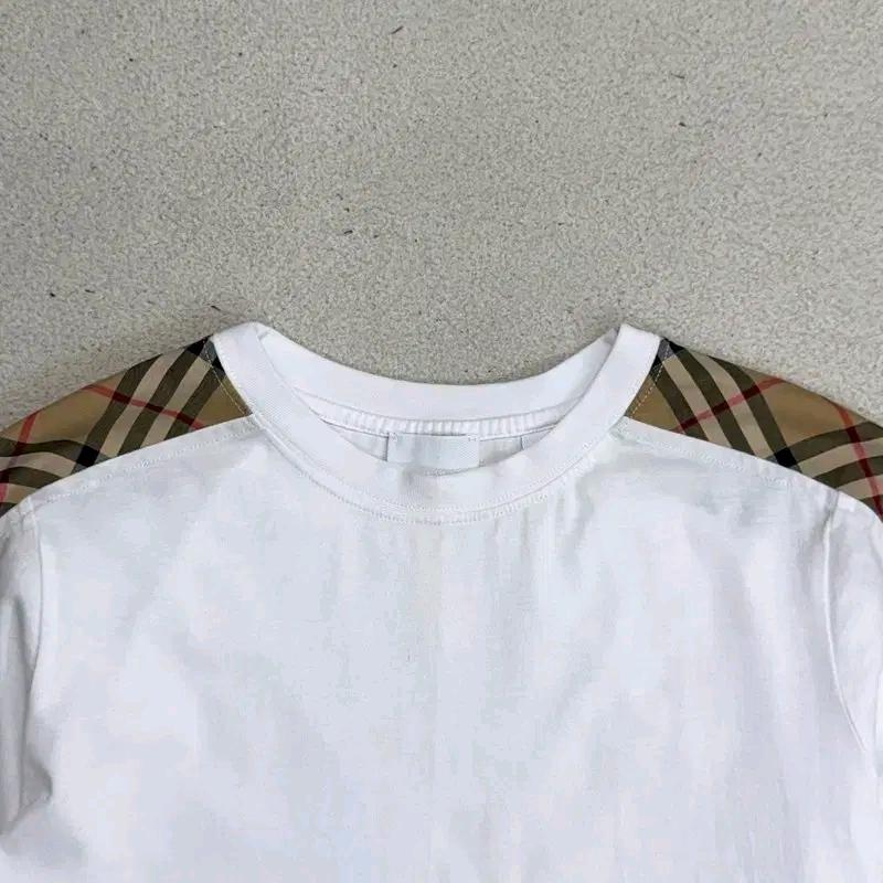 BURBERRY 주니어 체크 트리밍 코튼 반팔 티 12Y 152cm 4