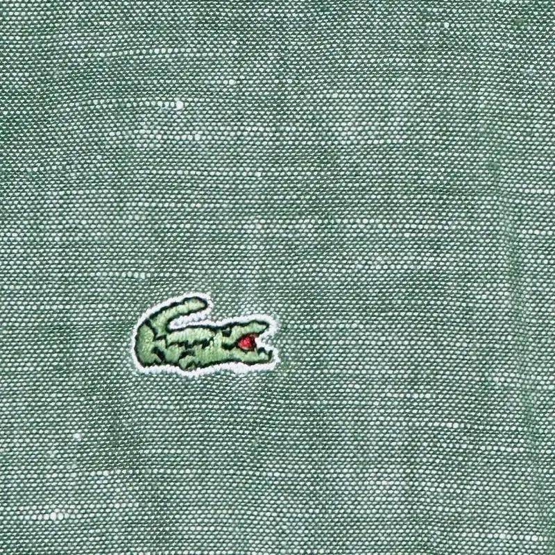 LACOSTE 린넨 100% 7부 셔츠 그린 3