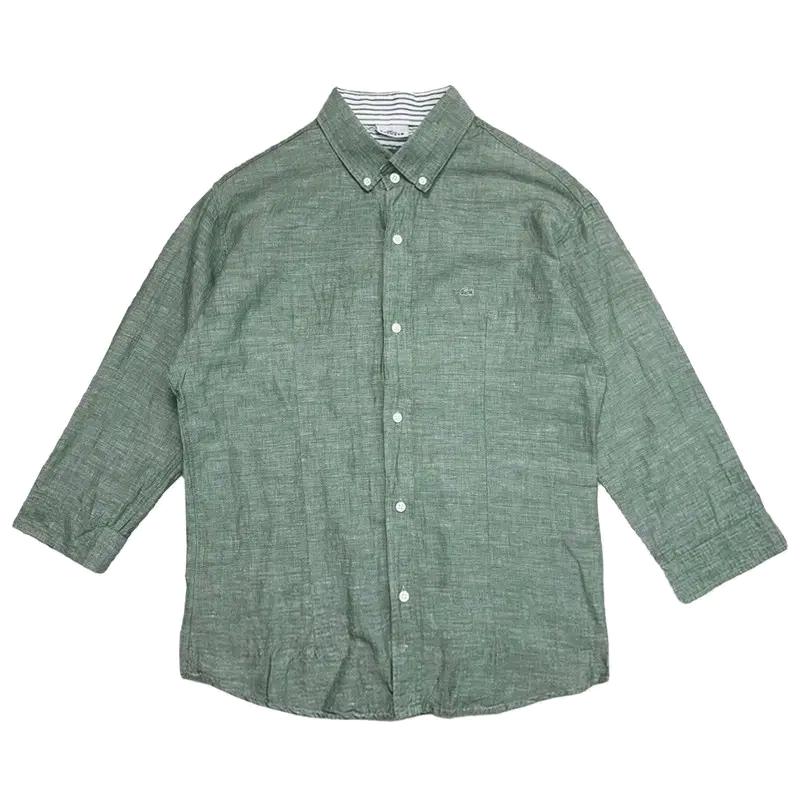 LACOSTE 린넨 100% 7부 셔츠 그린 2