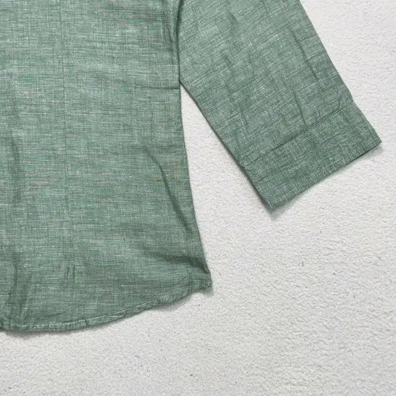 LACOSTE 린넨 100% 7부 셔츠 그린 4