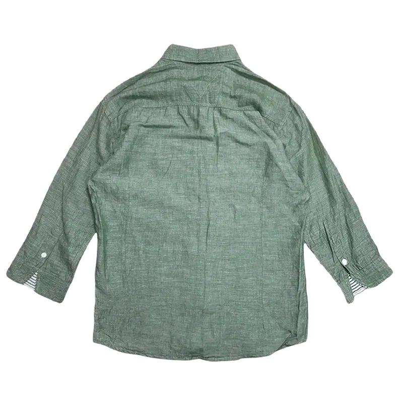 LACOSTE 린넨 100% 7부 셔츠 그린 6