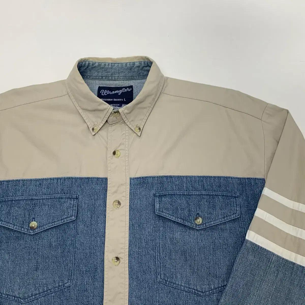 Wrangler 랭글러 90s 데님 배색 웨스턴셔츠 (L) 3