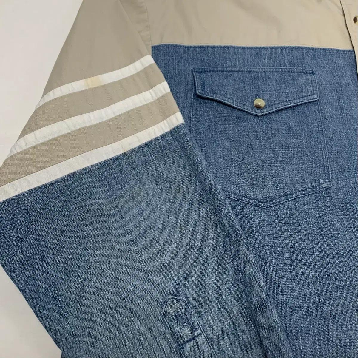 Wrangler 랭글러 90s 데님 배색 웨스턴셔츠 (L) 4