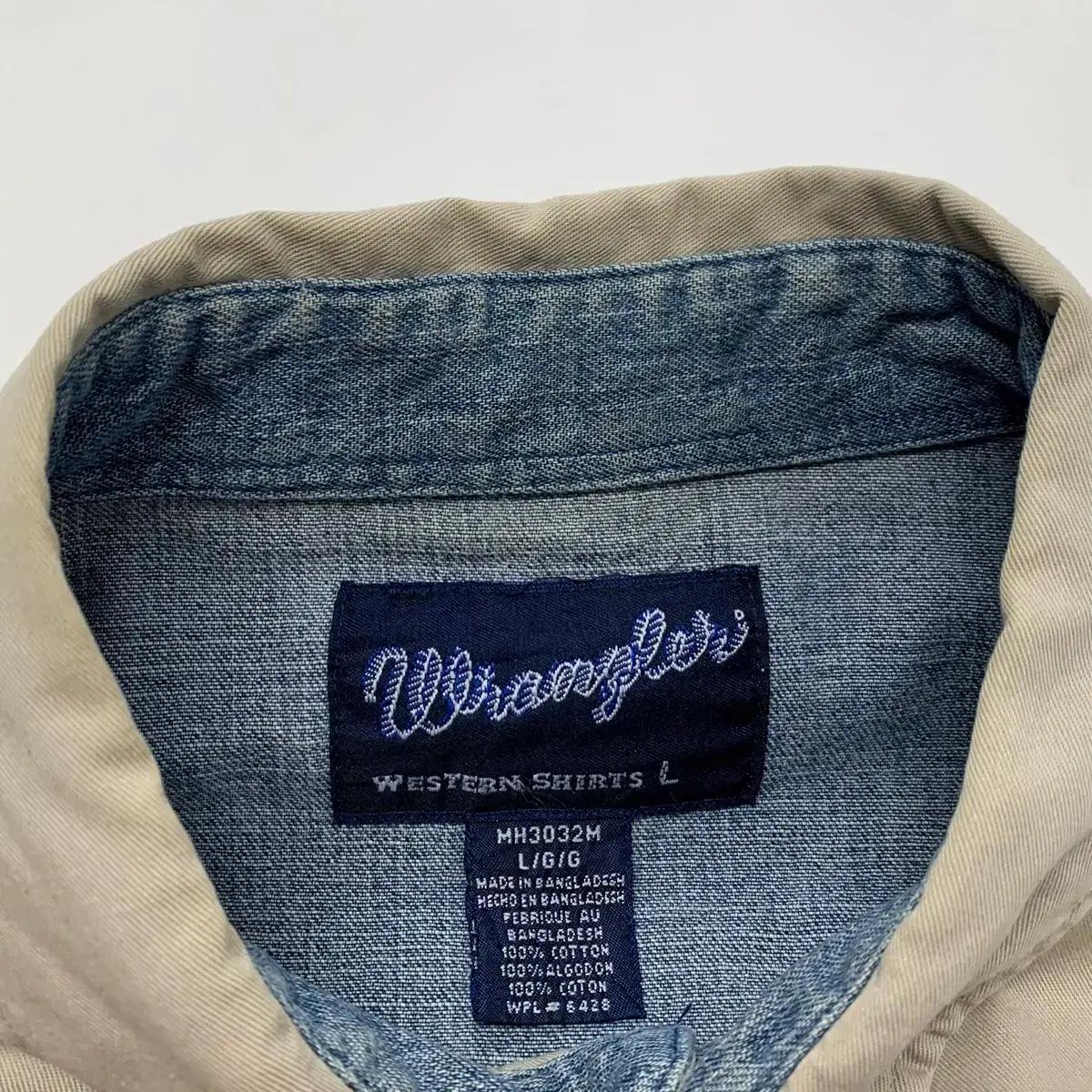 Wrangler 랭글러 90s 데님 배색 웨스턴셔츠 (L) 8