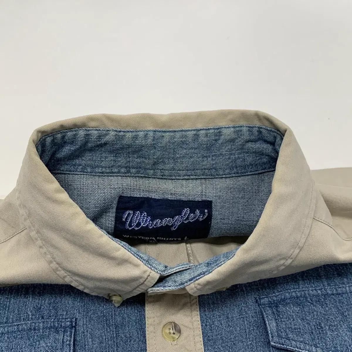 Wrangler 랭글러 90s 데님 배색 웨스턴셔츠 (L) 7