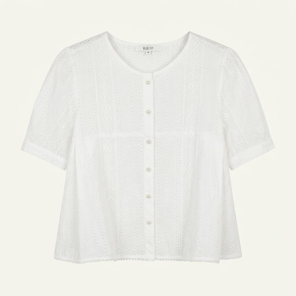 블루핏 25SS 아일렛 화이트 블라우스 & 나시 세트 1