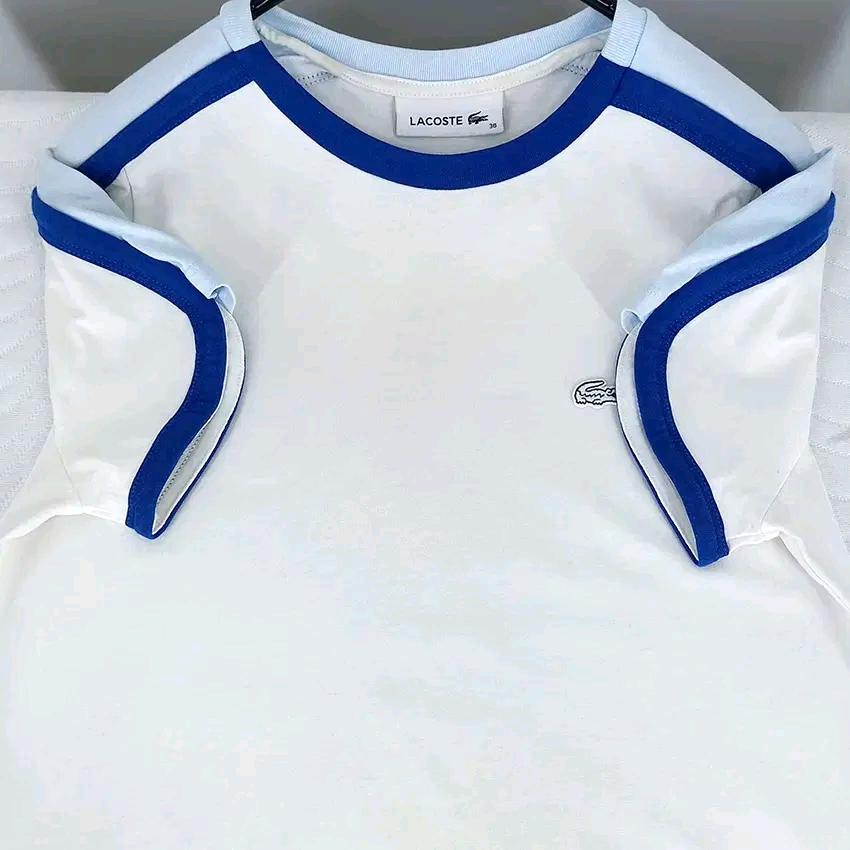 라코스테 여성 여름 배색 라운드반팔티 연아이보리 (HU45220) 4