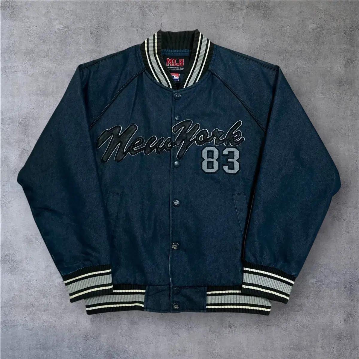 MLB 00s 뉴욕양키스 빅로고 데님 바시티 자켓 2