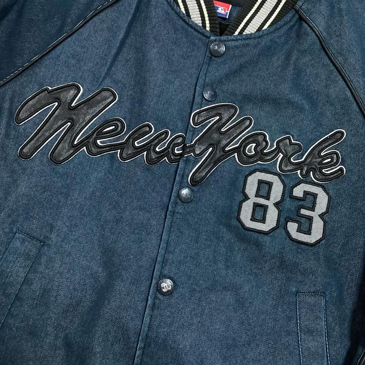 MLB 00s 뉴욕양키스 빅로고 데님 바시티 자켓 3