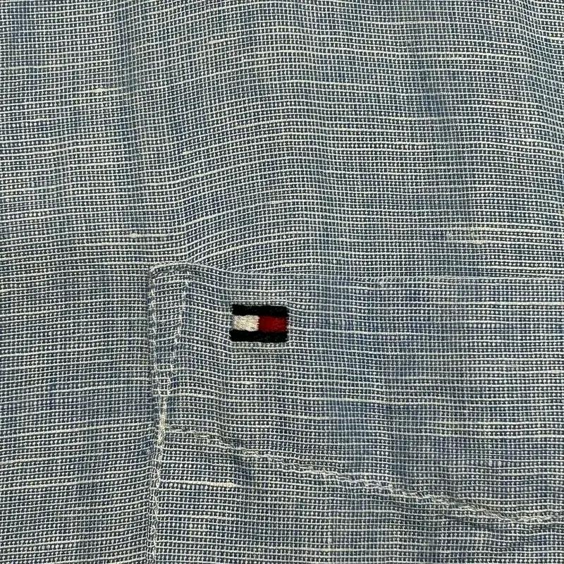 TOMMY HILFIGER 린넨 100% 블렌더 셔츠 블루 16 3