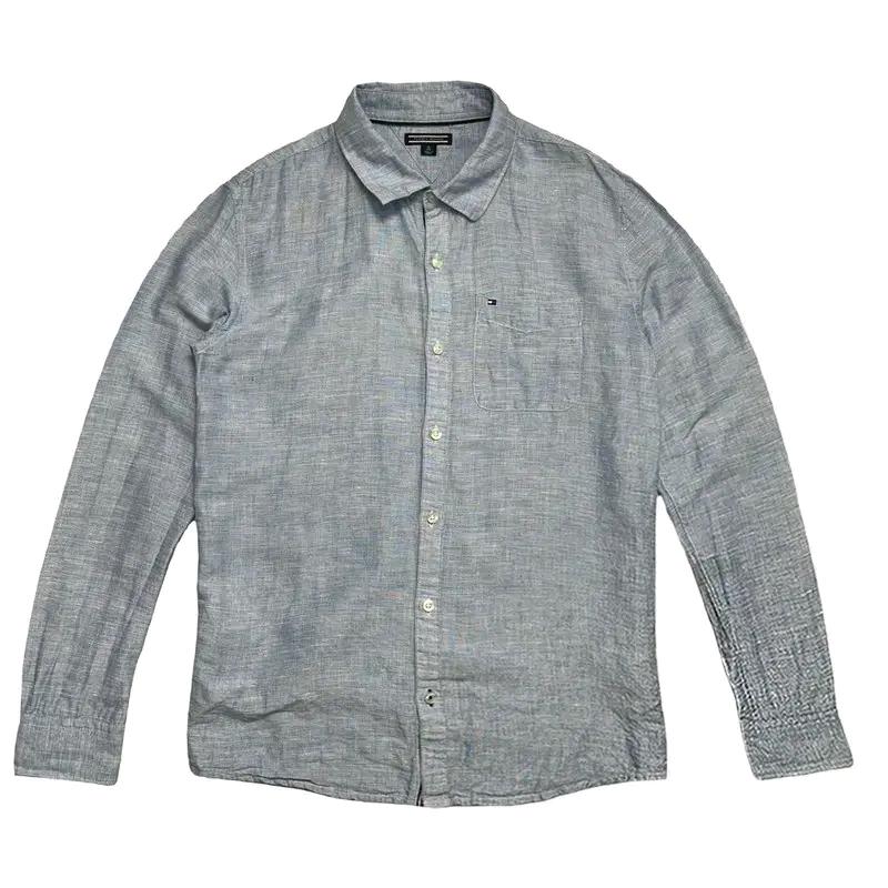 TOMMY HILFIGER 린넨 100% 블렌더 셔츠 블루 16 2