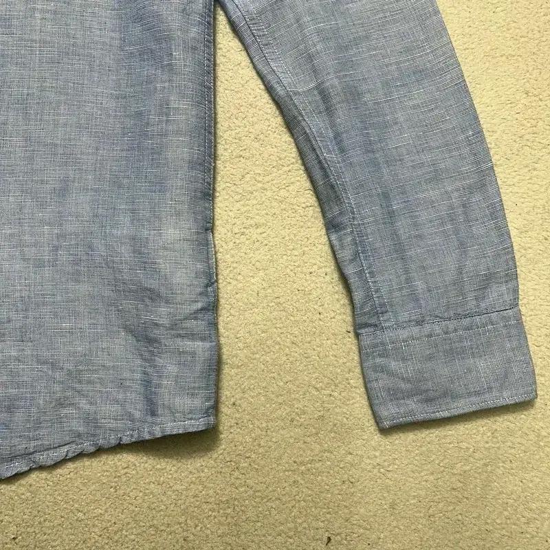 TOMMY HILFIGER 린넨 100% 블렌더 셔츠 블루 16 4