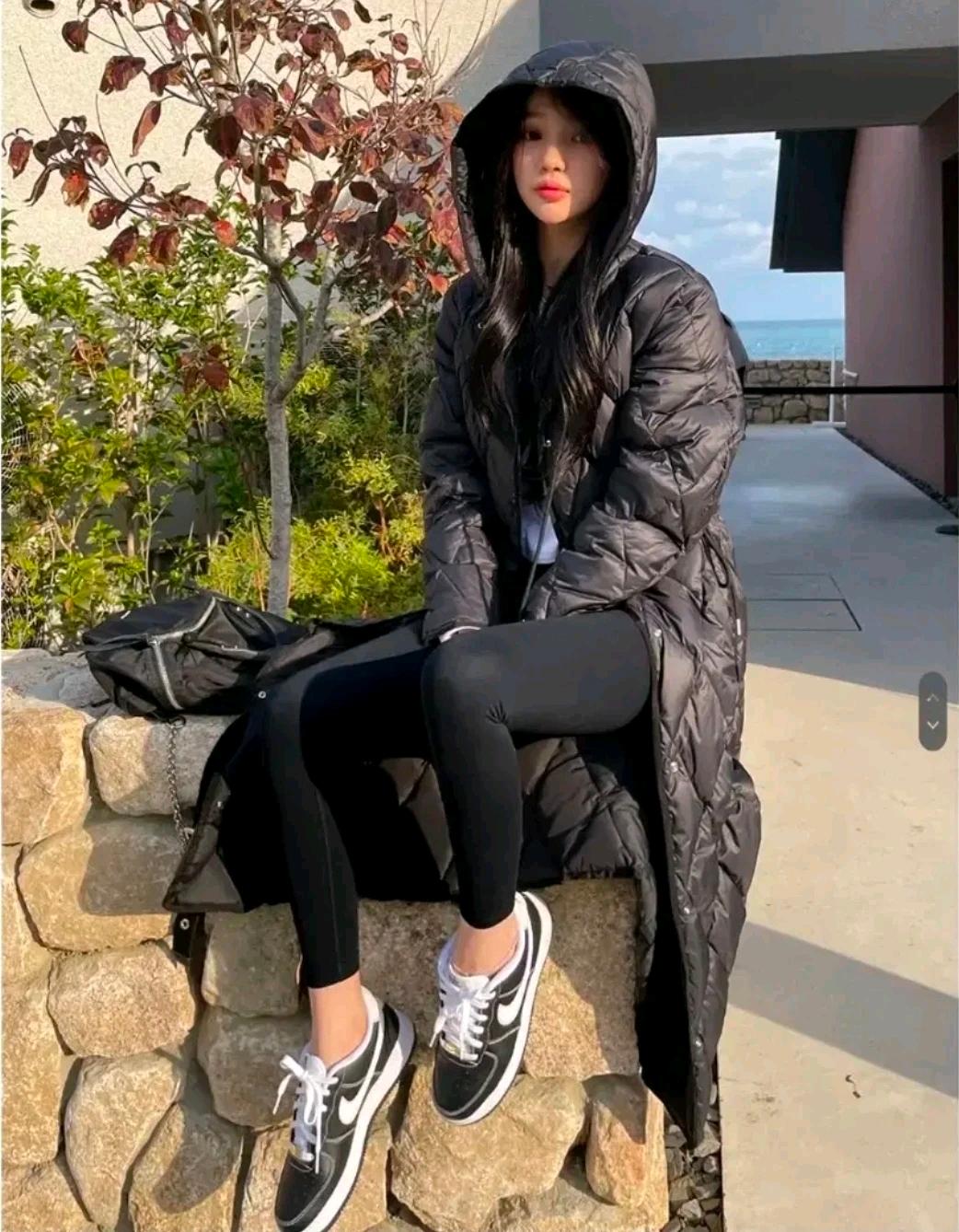 마리마켓 퀄팅 롱 패딩 블랙 9