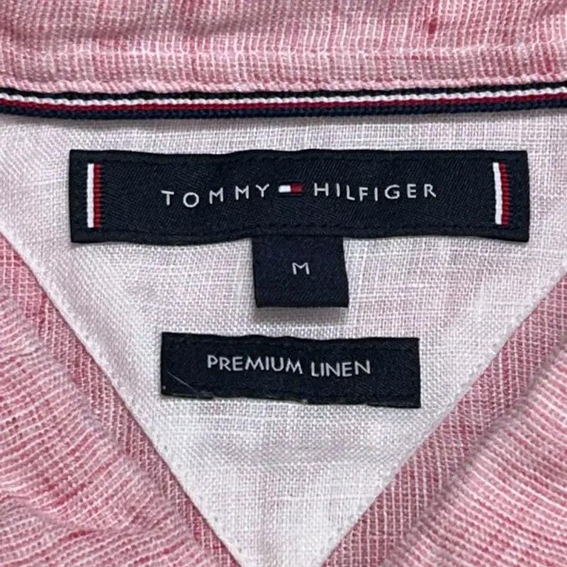 TOMMY HILFIGER 린넨 100% 블렌더 셔츠 핑크 M 6