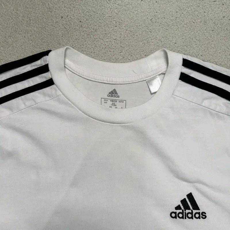 ADIDAS 3S 삼선 반팔티 화이트 S 6