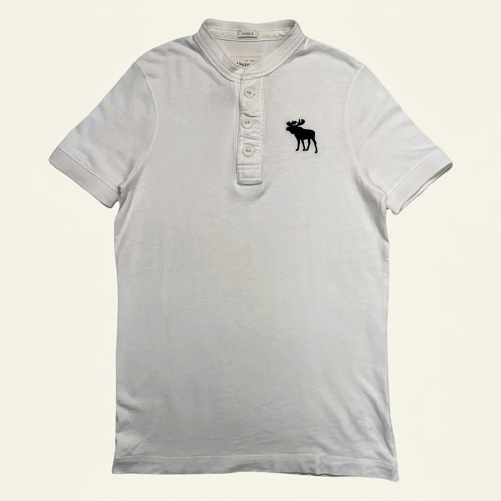ABERCROMBIE & FITCH 헨리넥 반팔 티셔츠 화이트 M 1