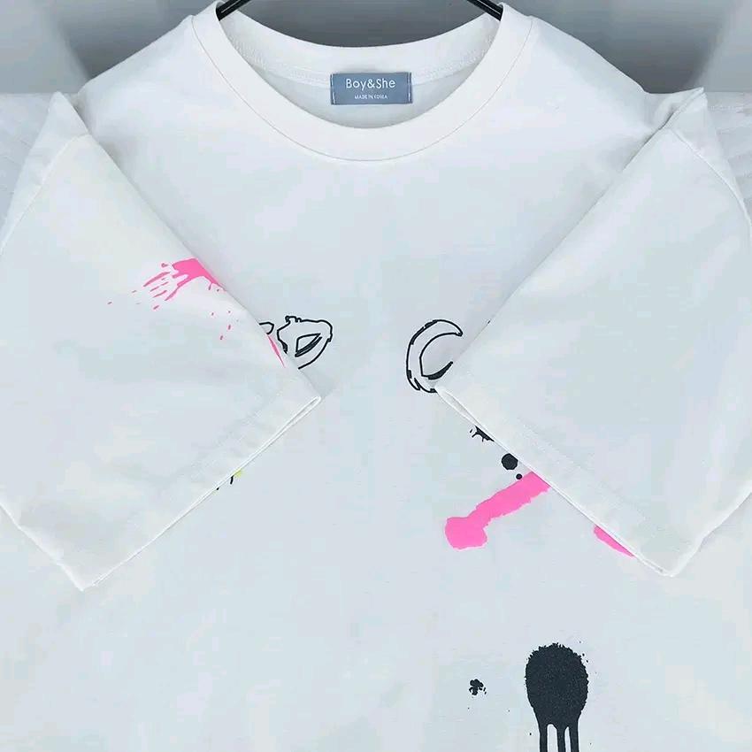 BOY&SHE 여성 여름 페인팅 반팔 박스티 연아이보리(HU45232) 4