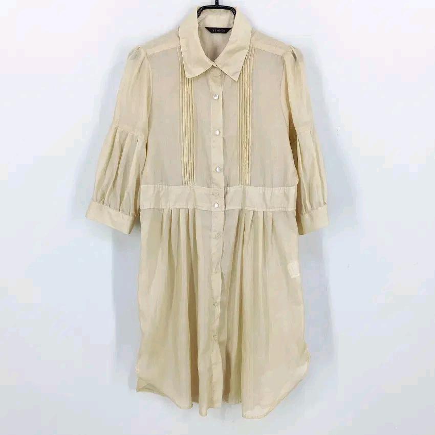 VIESTE 여성 여름 시스루 롱블라우스 베이지 (HU45235) 2
