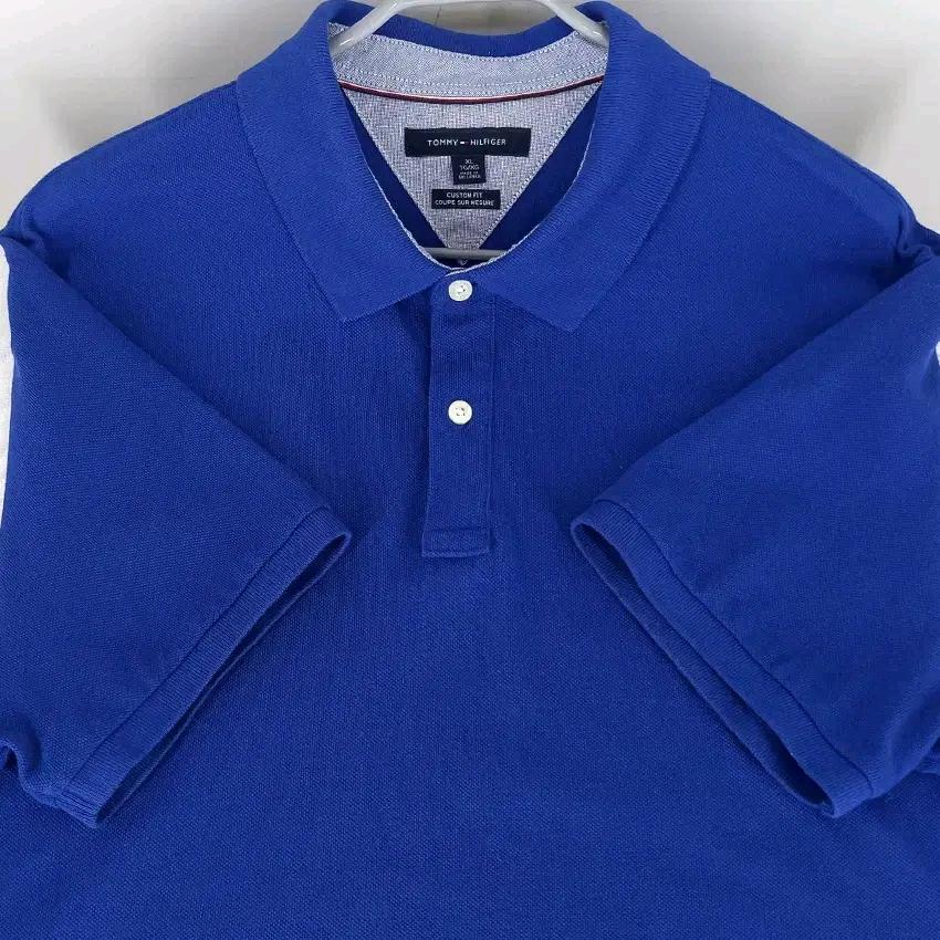 타미힐피거 남성 여름 커스텀핏 카라반팔티 블루XL (HU45254) 4