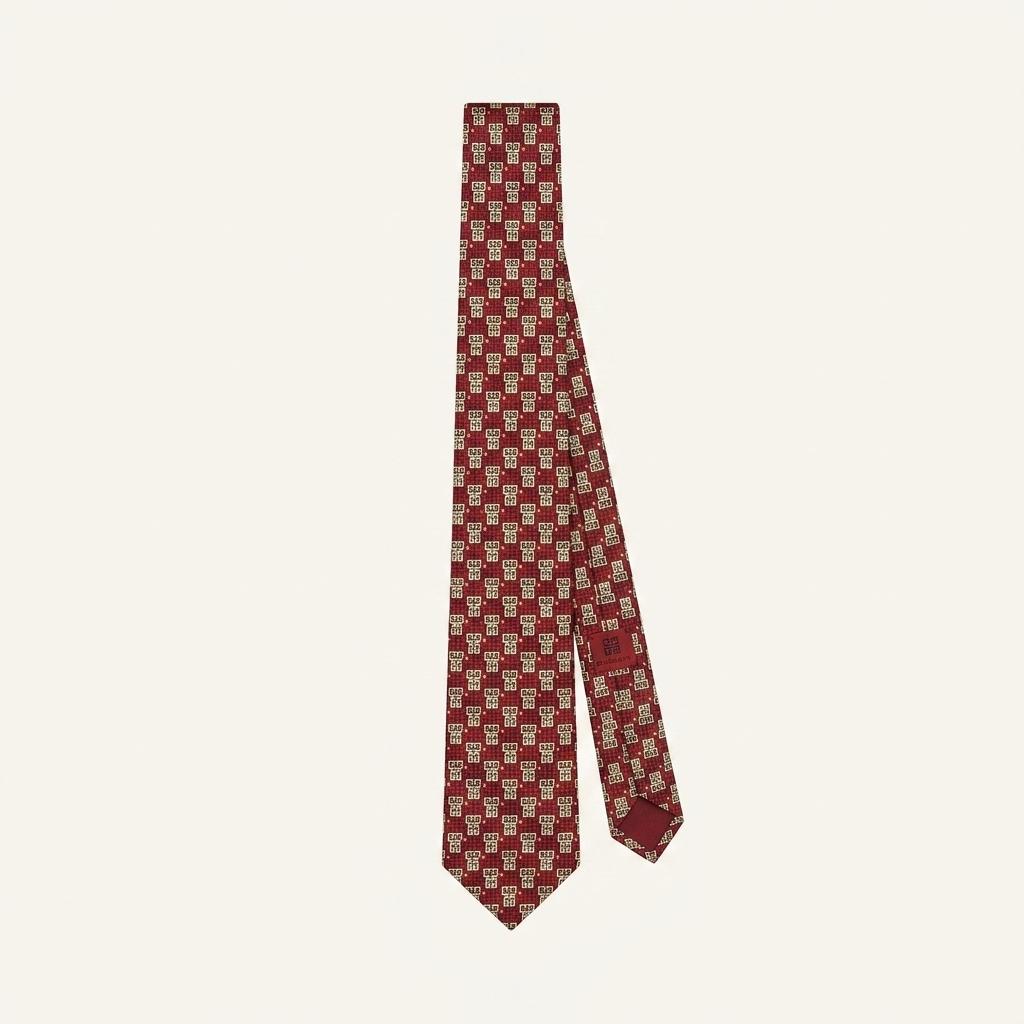 지방시 레드 모자이크 기하 패턴 넥타이 9.8cm A+등급 e1553 1