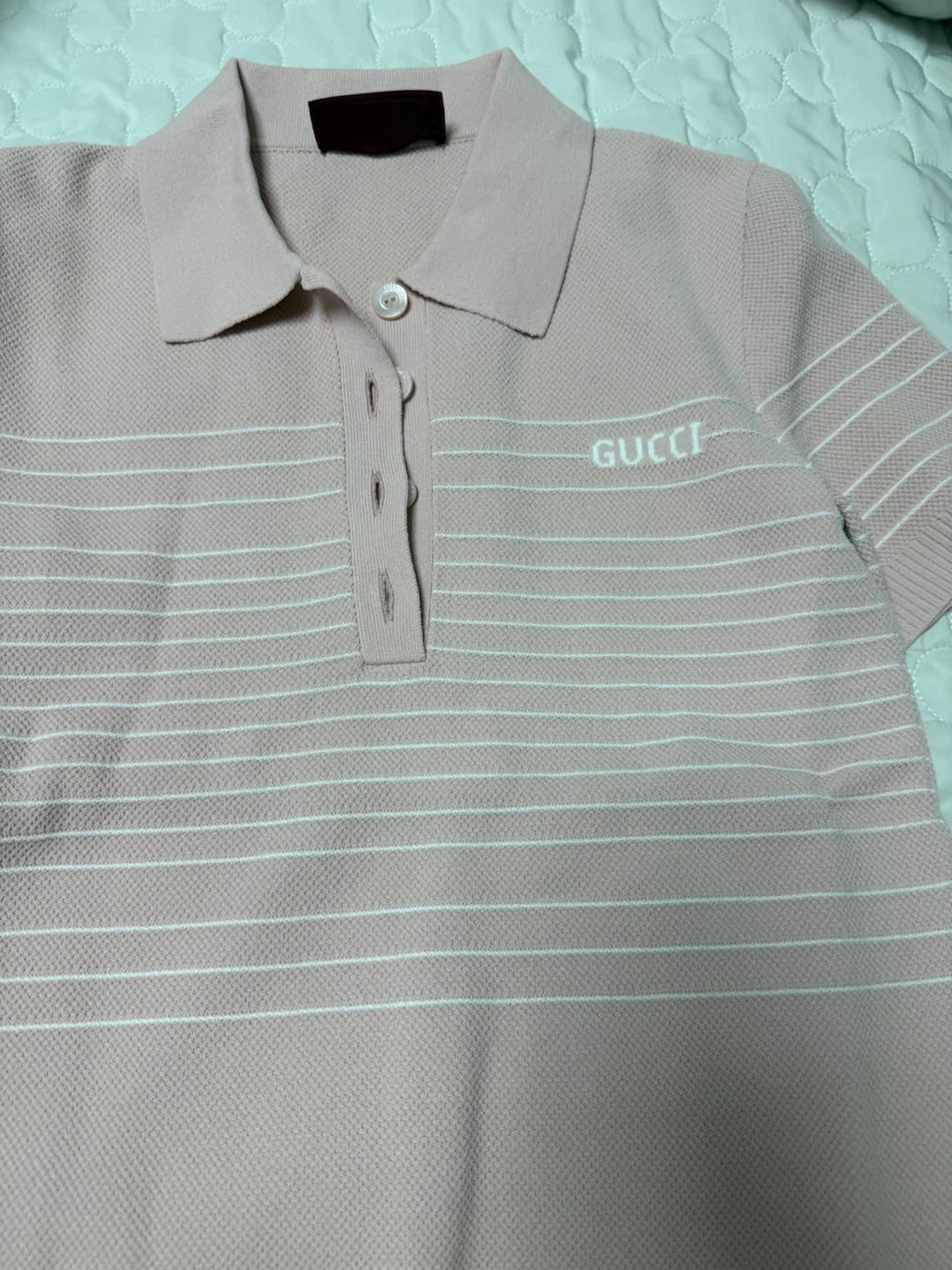 GUCCI 핑크 니트 카라 원피스 7