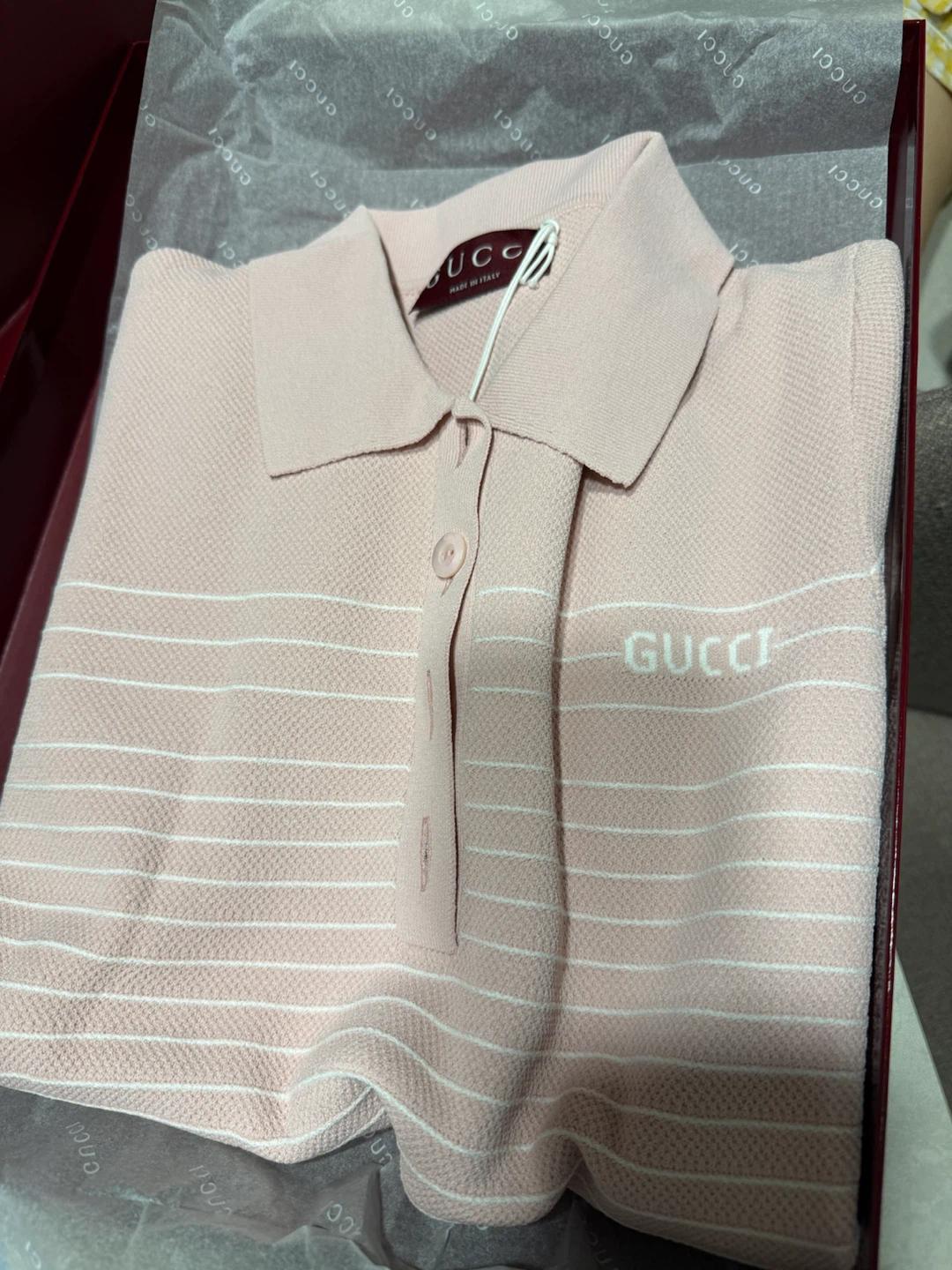 GUCCI 핑크 니트 카라 원피스 11