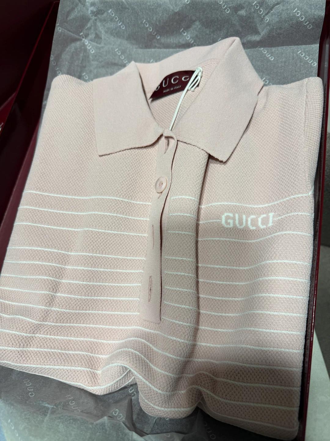 GUCCI 핑크 니트 카라 원피스 10