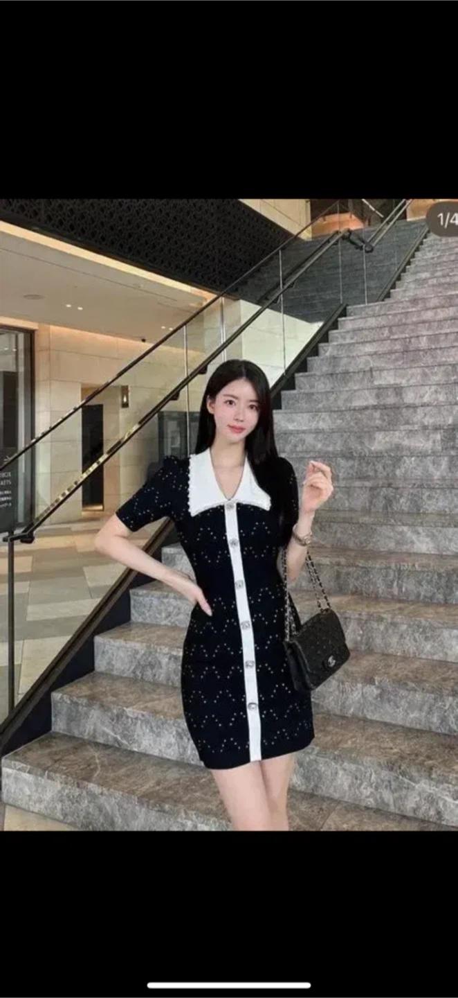 블랙 큐빅 미니 원피스 4