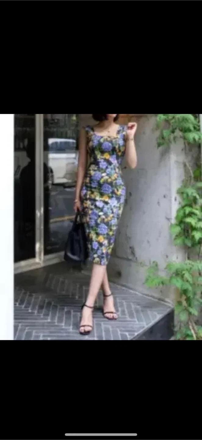 플라워 패턴 민소매 원피스 블랙 55사이즈 3