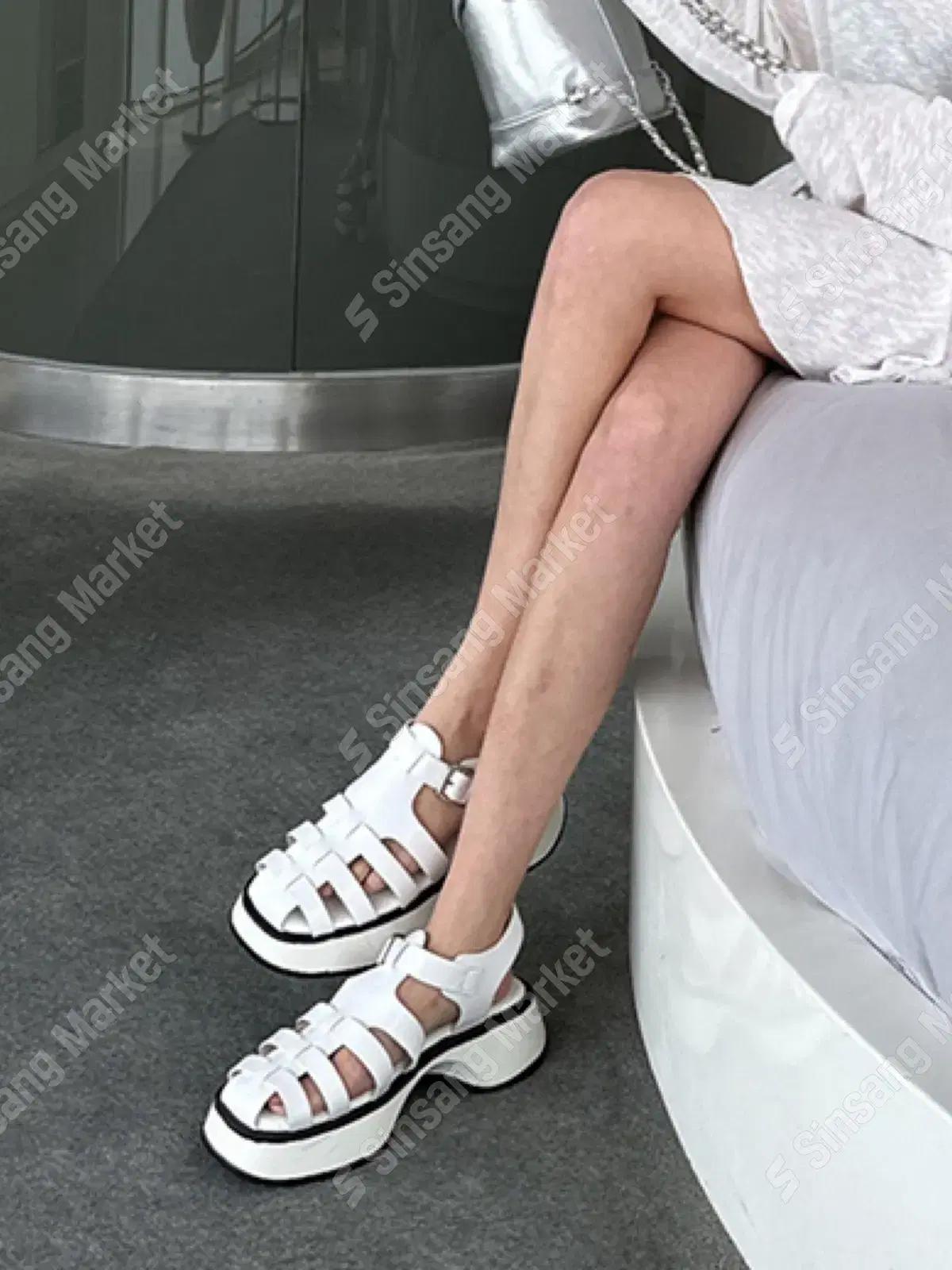 #세일 CH009 화이트 245 플랫폼 피셔맨 통굽 글래디 샌들-새상품 4