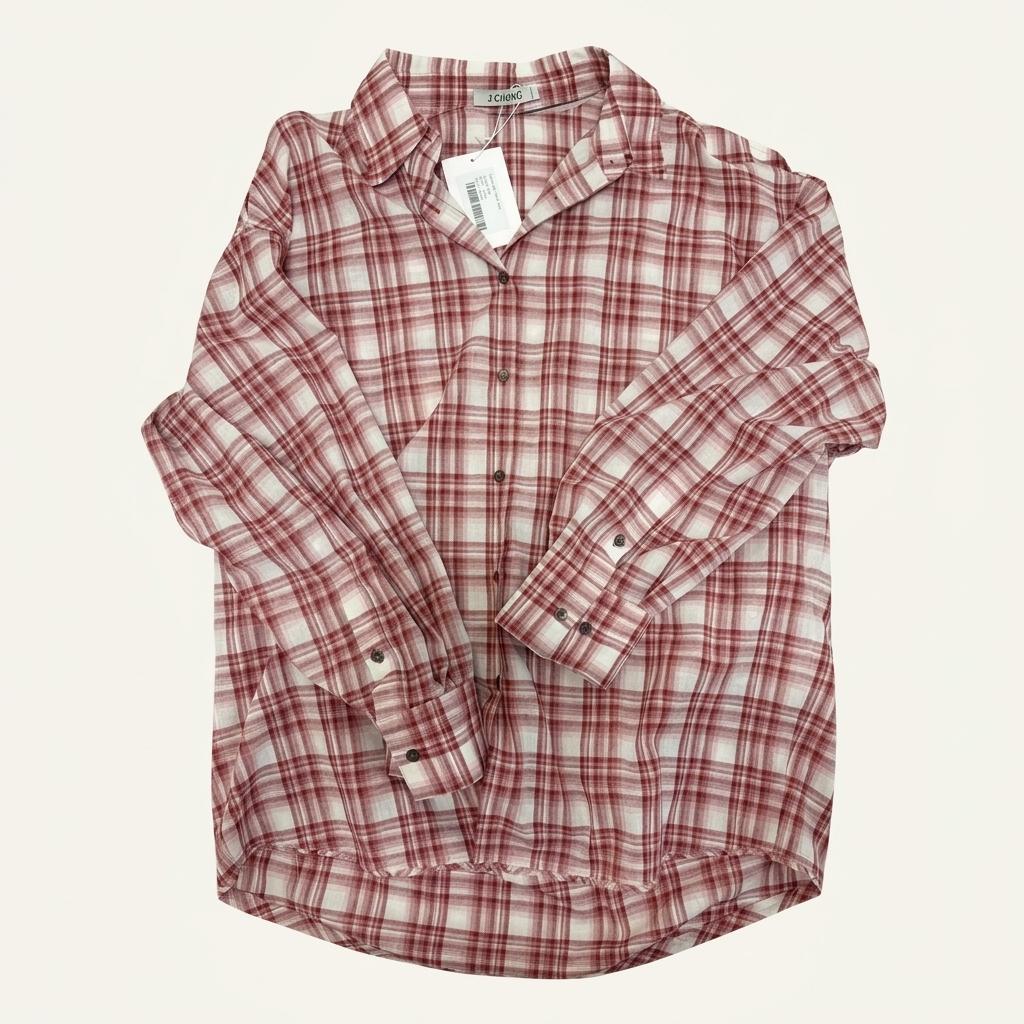 제이청 open-back check shirt 1