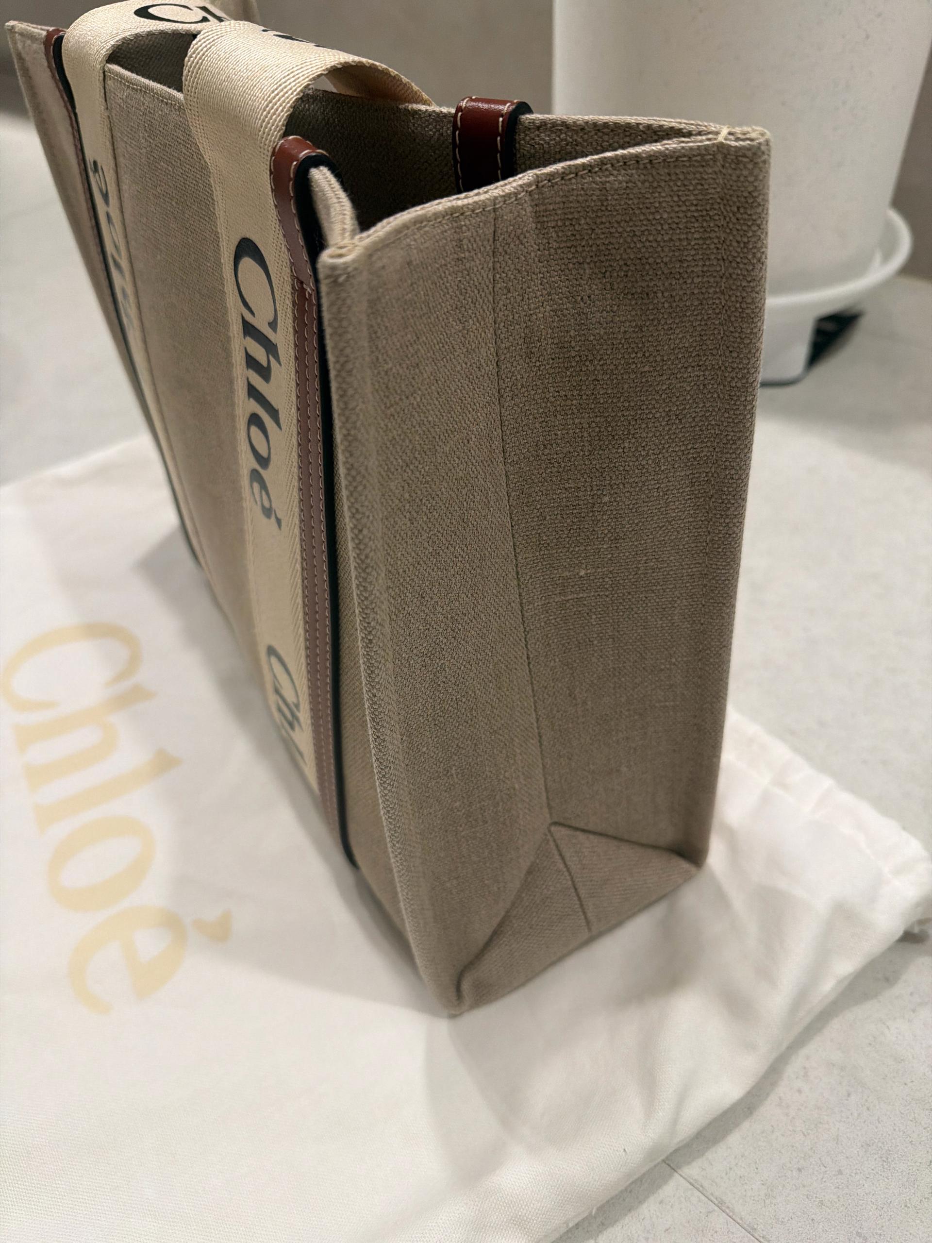 끌로에 우디 캔버스 토트백 베이지 3