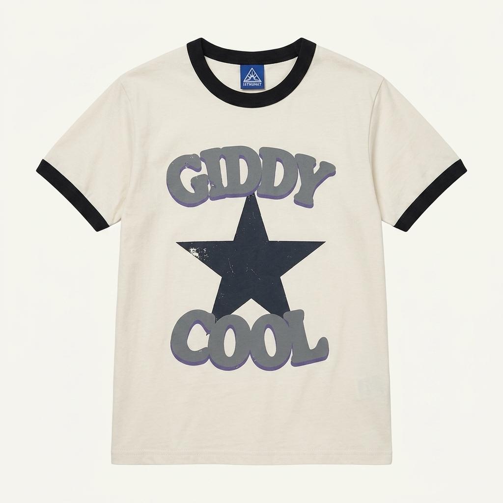 이스트쿤스트 GIDDY COOL 별 그래픽 링거 반팔 티셔츠