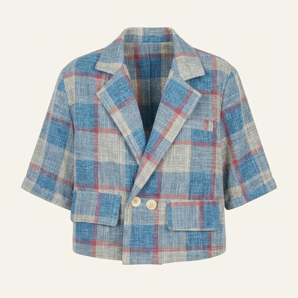 빈티지 체크 반팔 재킷 1