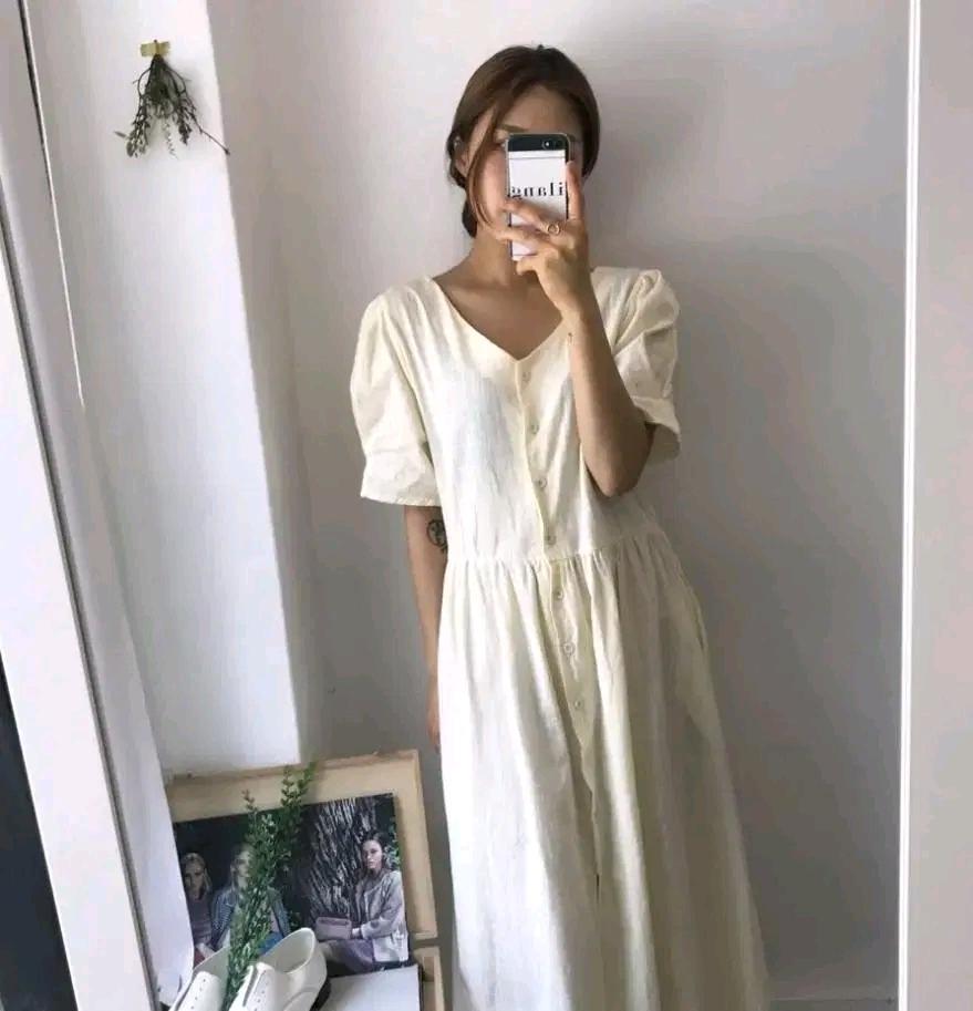 단추오픈린넨원피스L110 2